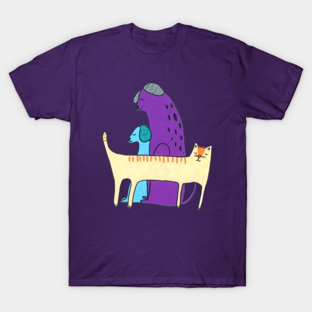 Cats And Dogs T-Shirt by DoodlesAndStuff